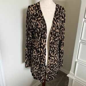 Halogen Linen Cheetah Print Lightweight Cardigan Size XS!